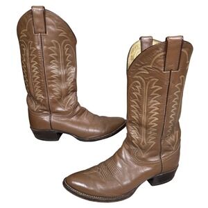 Justin Men's Cognac Brown Leather Cowboy Boots Size 8.5 D Western Style #J7857